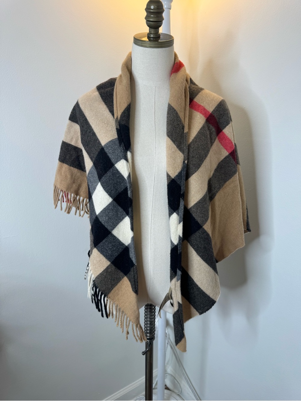 Burberry Check Cashmere Bandana Scarf triangle made in Scotland 100% Authentic - Picture 2 of 8